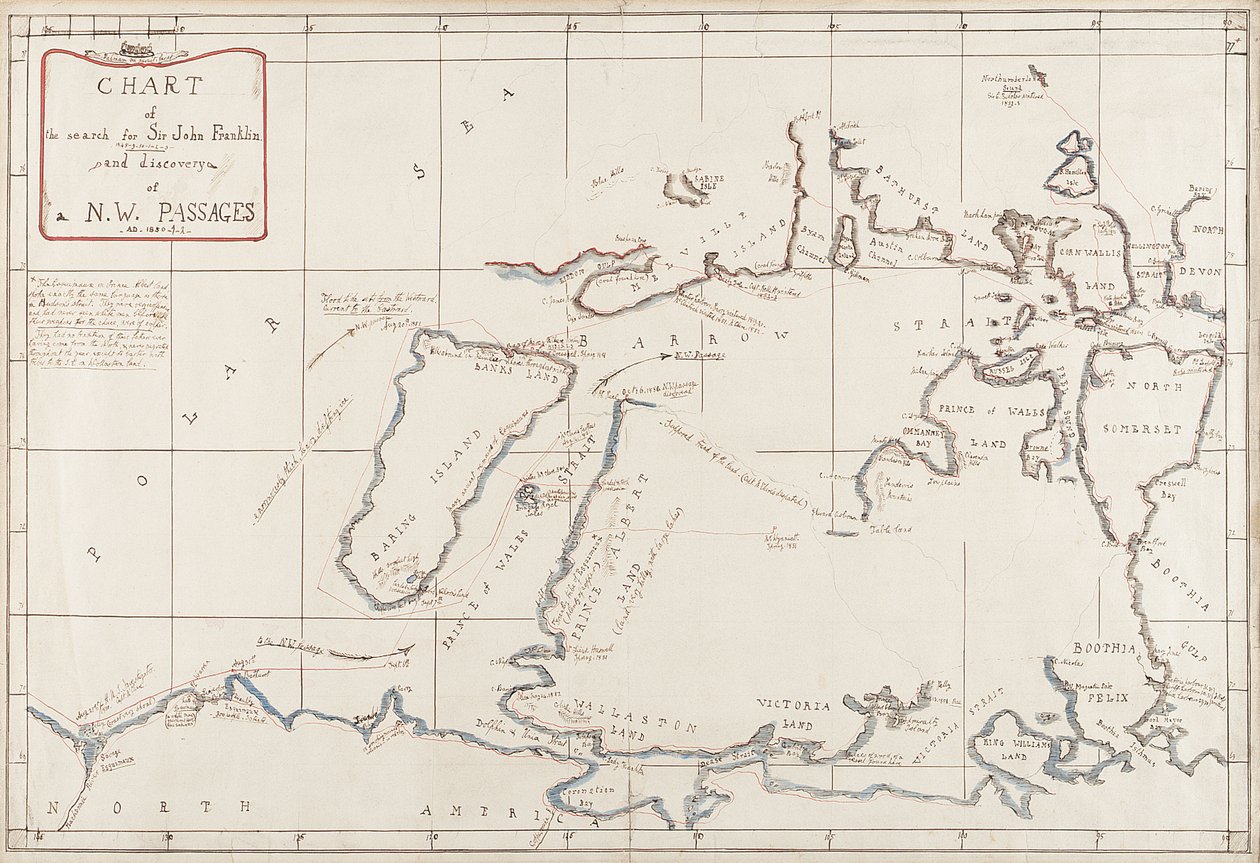 Sir John Franklin keresésének és az északnyugati átjáró felfedezésének grafikonja alkotó: Admiral Edward Augustus Inglefield