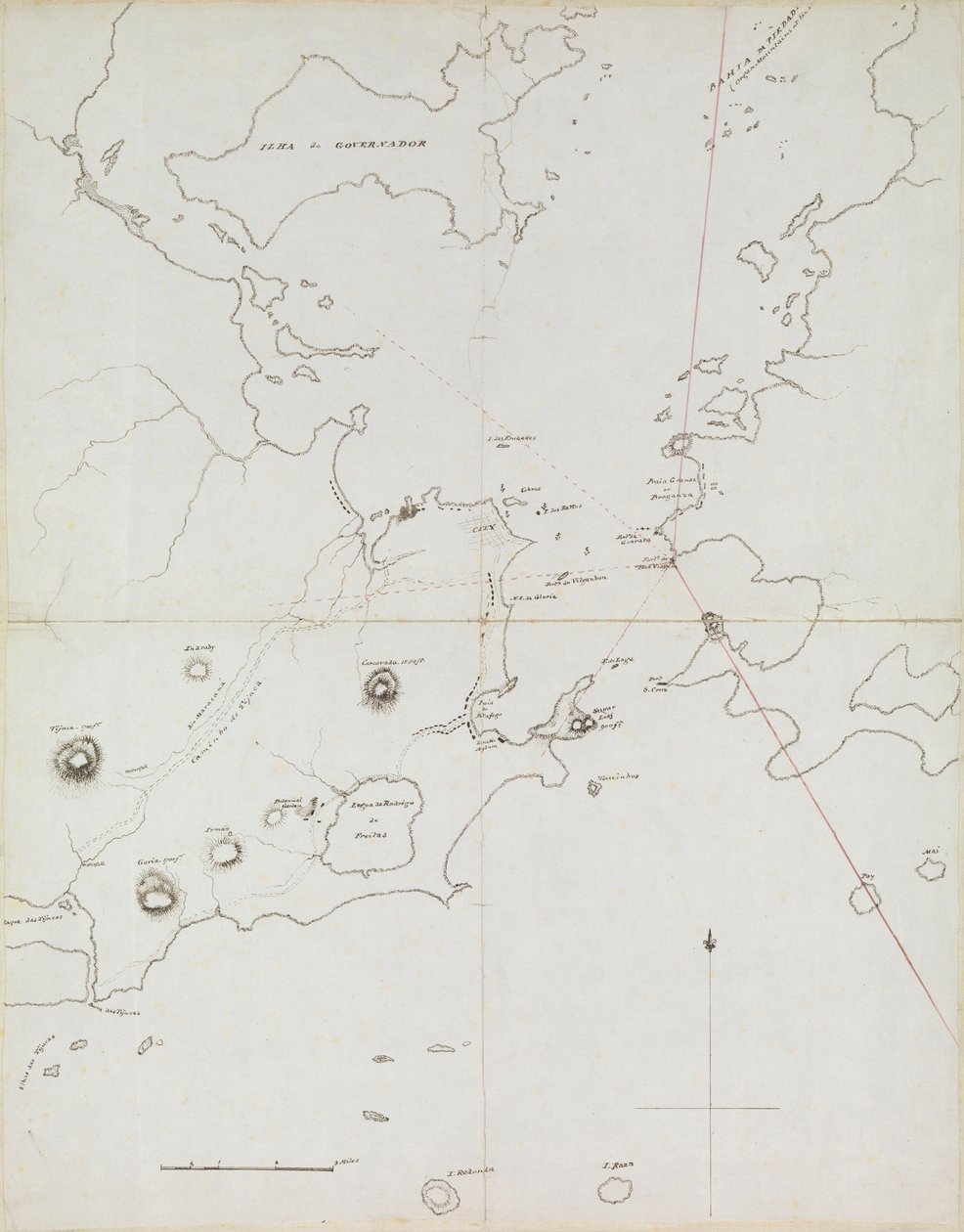 Rio de Janeiro kikötőjének térképe, Brazília, 1849 körül (toll, tinta) alkotó: Admiral Sir Edward Gennys Fanshawe