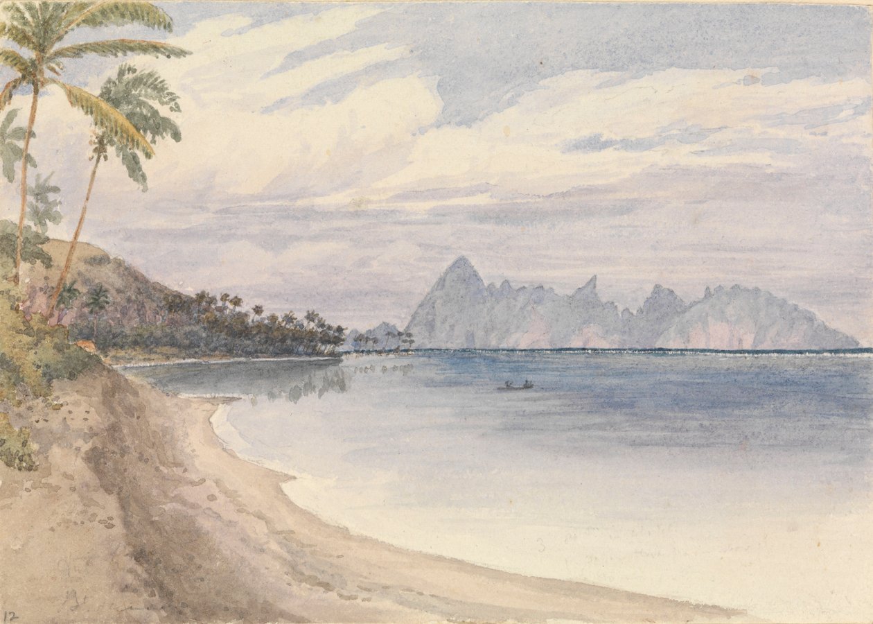 "Eimeo [Moorea] Papeiti [Tahiti, Társadalmi Szigetek] közeléből, 1849. augusztus 25. alkotó: Admiral Sir Edward Gennys Fanshawe