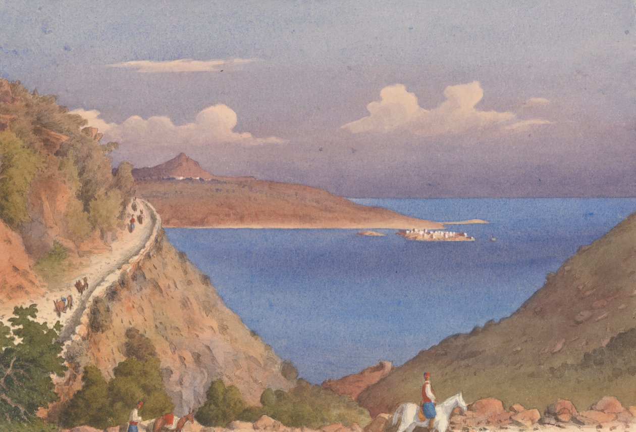 "Szuda [Souda] erődje és a Szuda-öböl bejárata, Kandia [Kréta], 1857. október 24. alkotó: Admiral Sir Edward Gennys Fanshawe