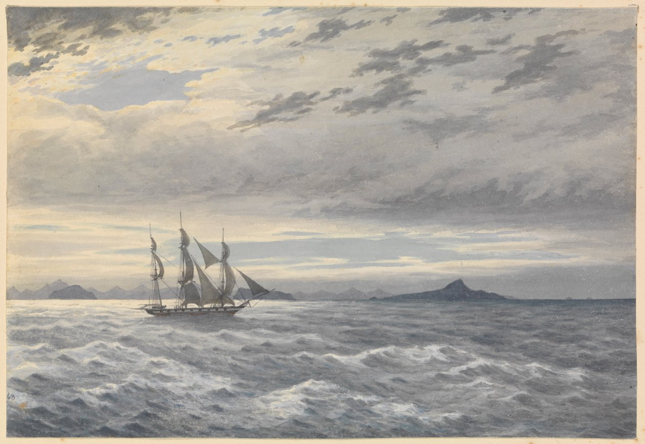 A HMS "Daphne" a Horn-foknál, 1852. május 28. (akvarell) alkotó: Admiral Sir Edward Gennys Fanshawe