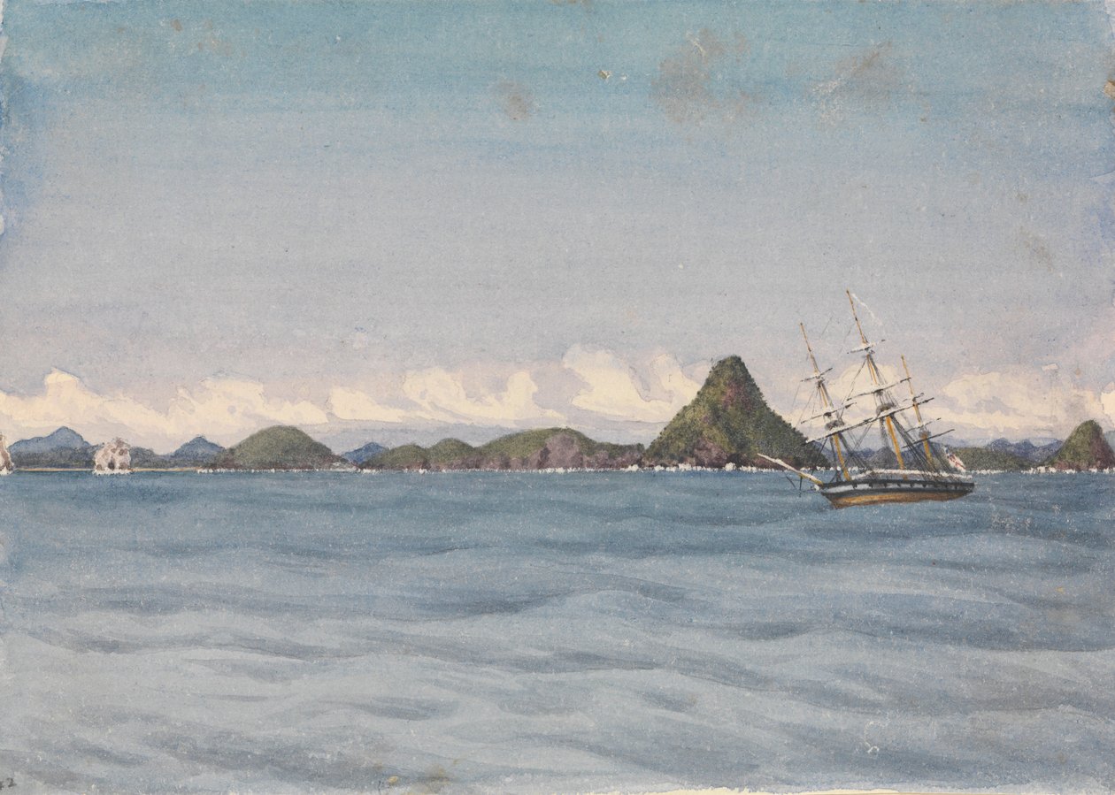 "Külső horgonyzás szélcsendben, Mazatlan [Mexikó], 1850. augusztus 17. alkotó: Admiral Sir Edward Gennys Fanshawe