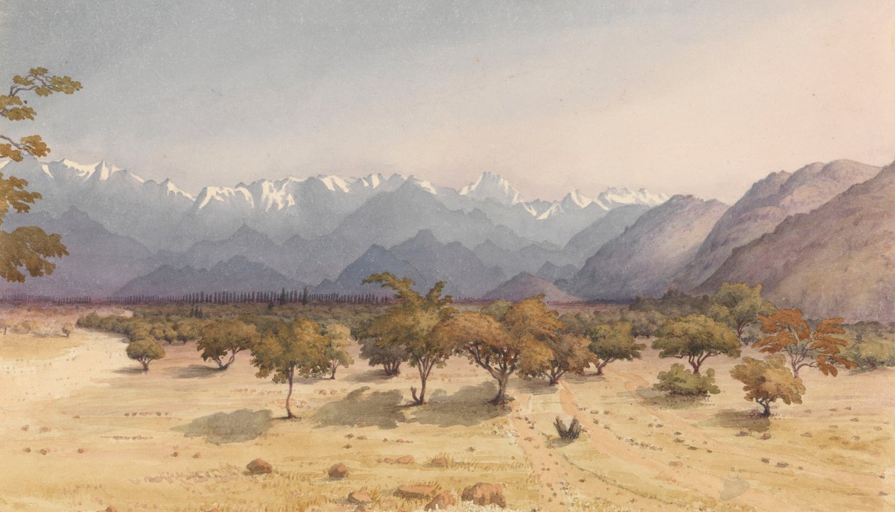 "Két mérföldre Santa Rosától [Chile], 1851. január 14. [az Andokkal és az Aconcaguával] alkotó: Admiral Sir Edward Gennys Fanshawe