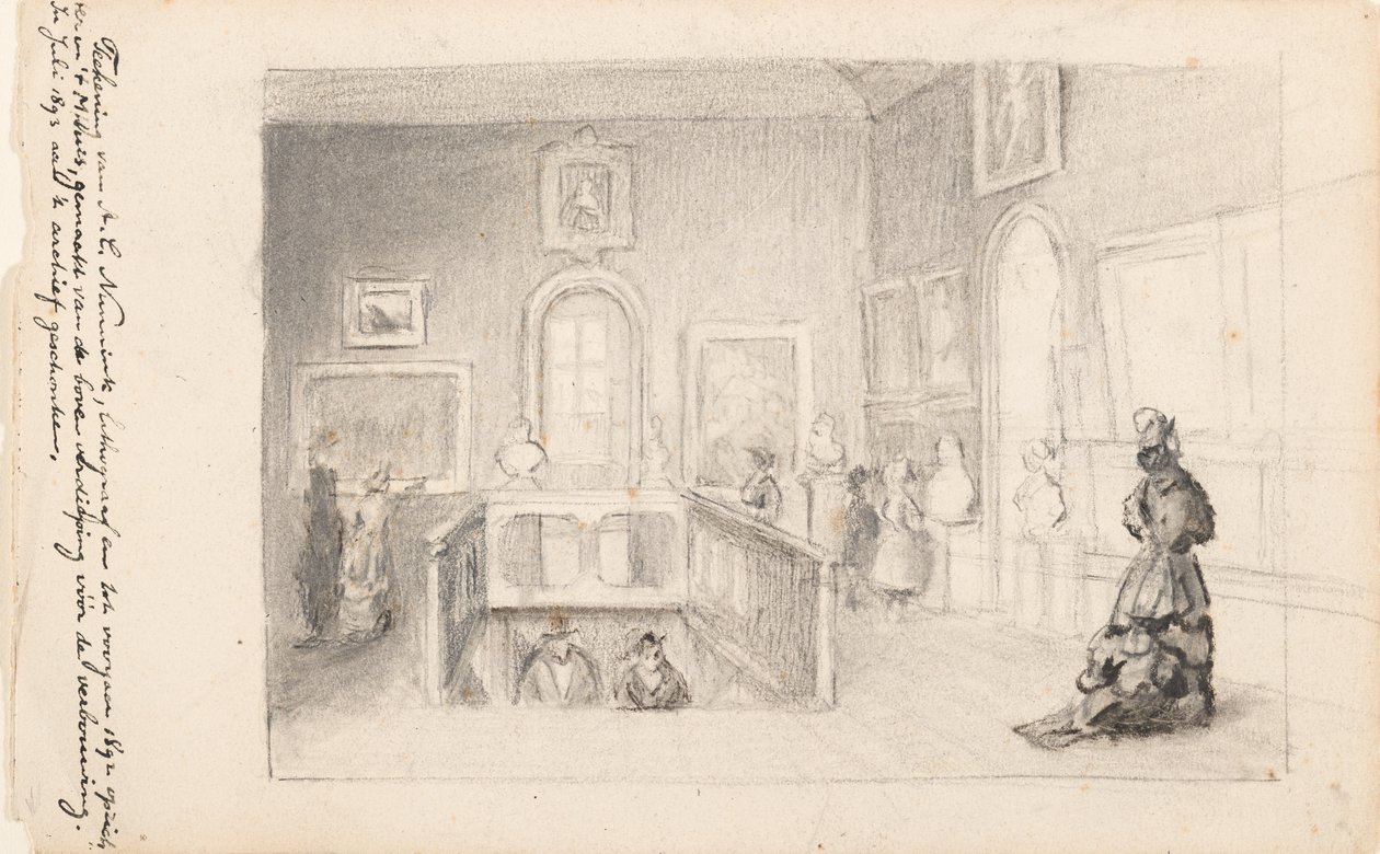 Látogatók a Mauritshuis -i Trapzaalban alkotó: Adolf Carel Nunnink