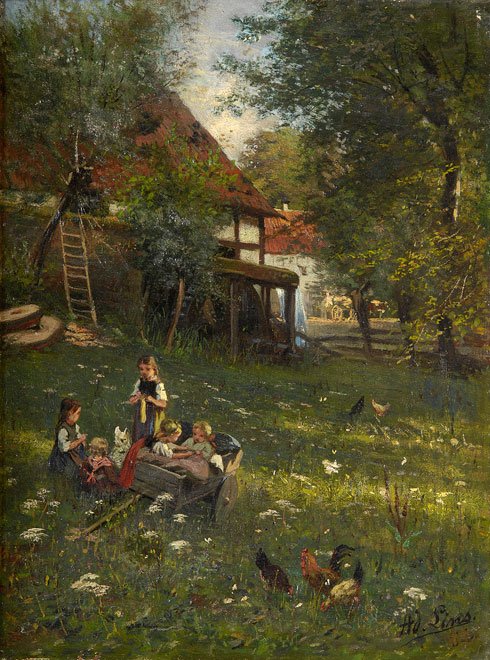 Gyerekek játszanak a Schwalmban alkotó: Adolf Lins
