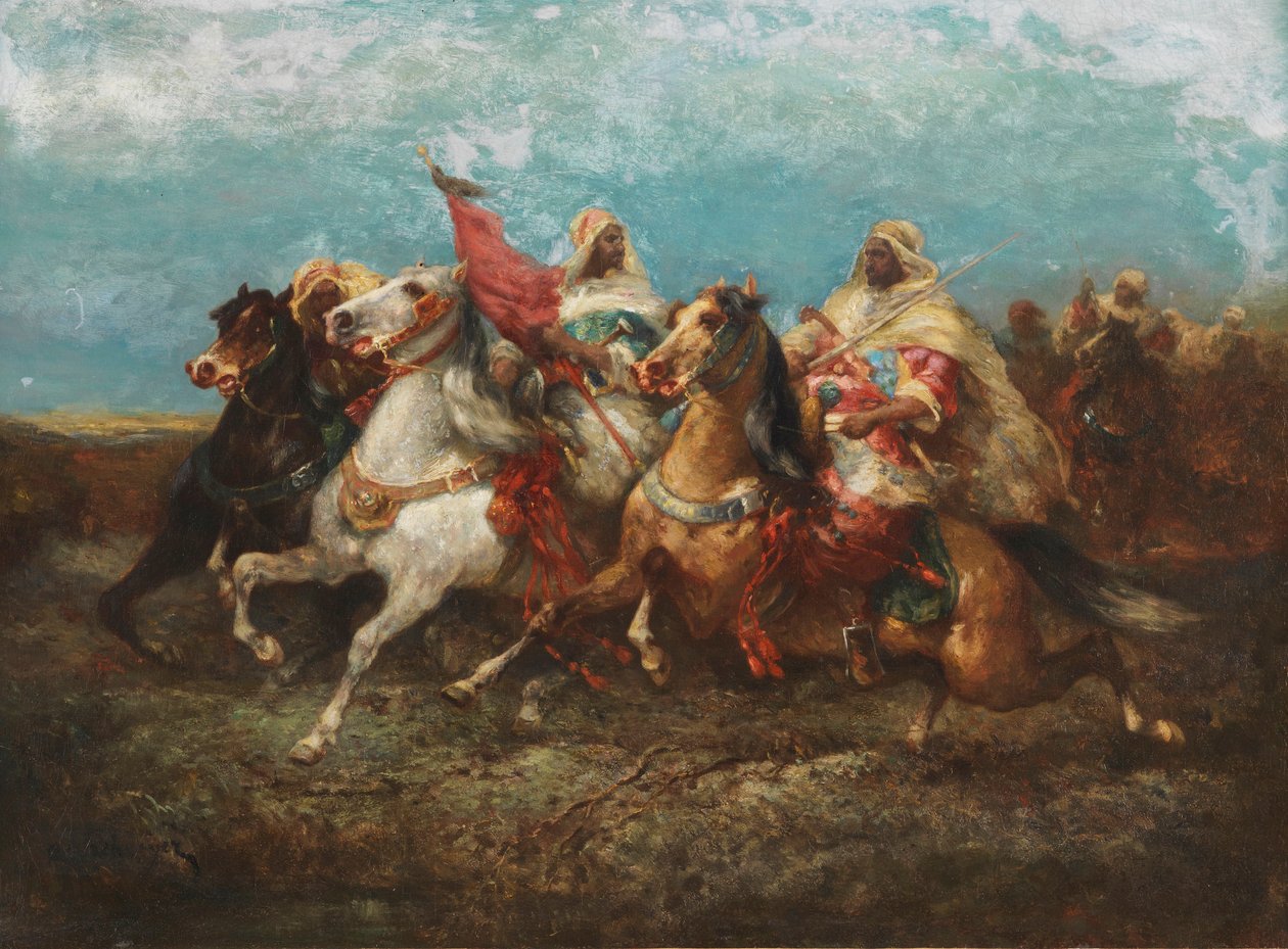 Három arab bal oldalán lovagol kíséretével alkotó: Adolf Schreyer