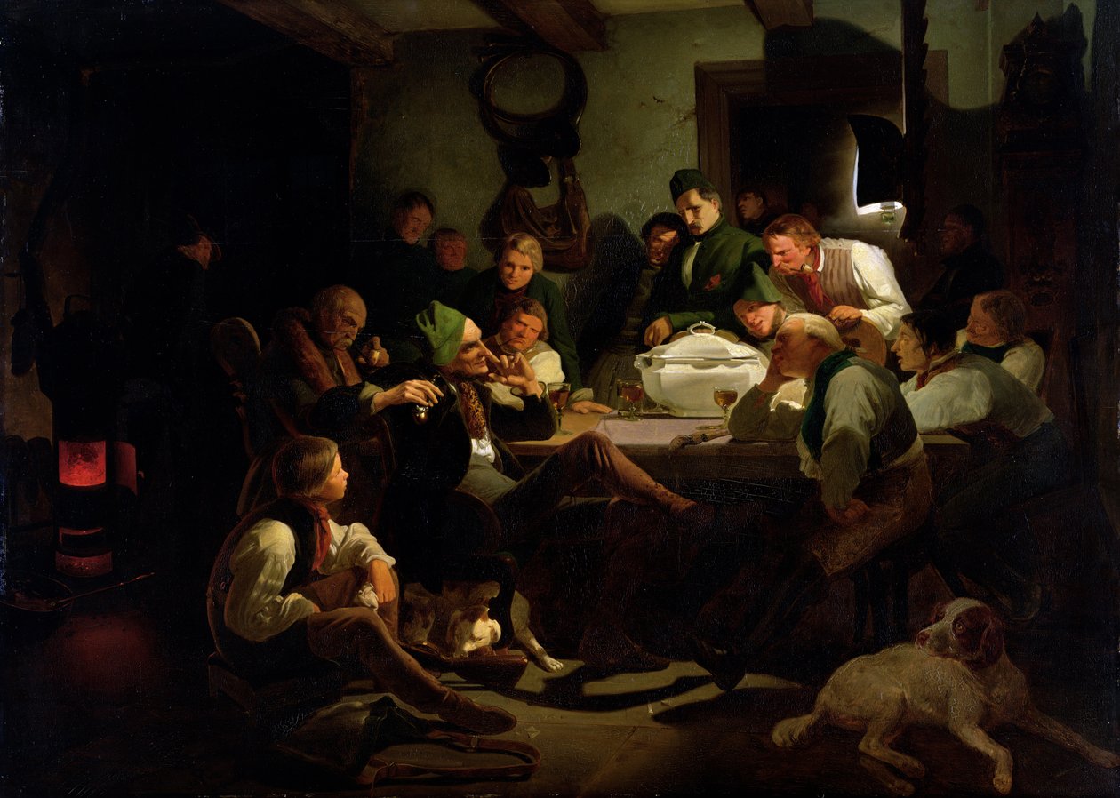 Munchhausen elmeséli vadászmeséit, 1842 alkotó: Adolf Schrodter