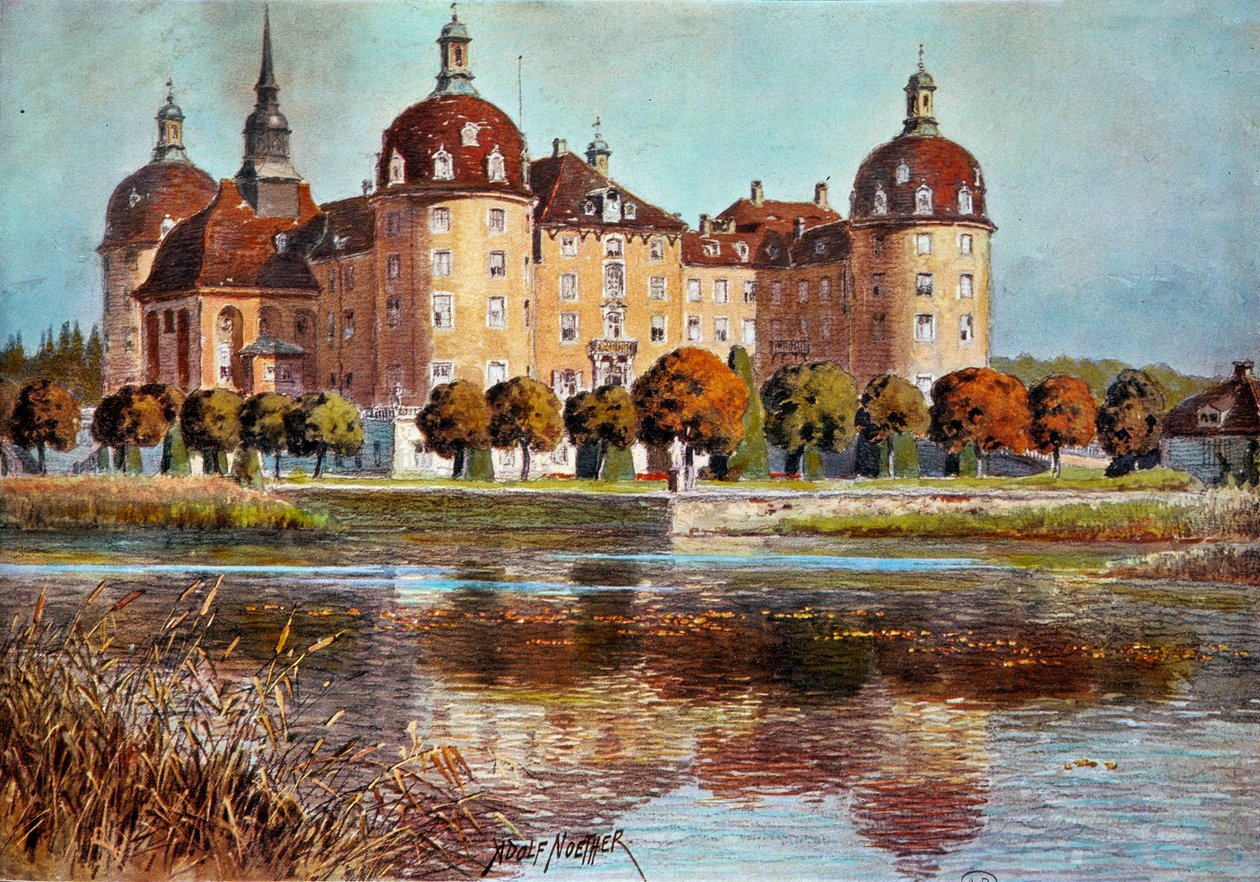 A Moritzbourg-kastély látképe Adolphe Nother (1855-?) nyomatai 19. századi Párizs, díszítőművészet alkotó: Adolf Noether