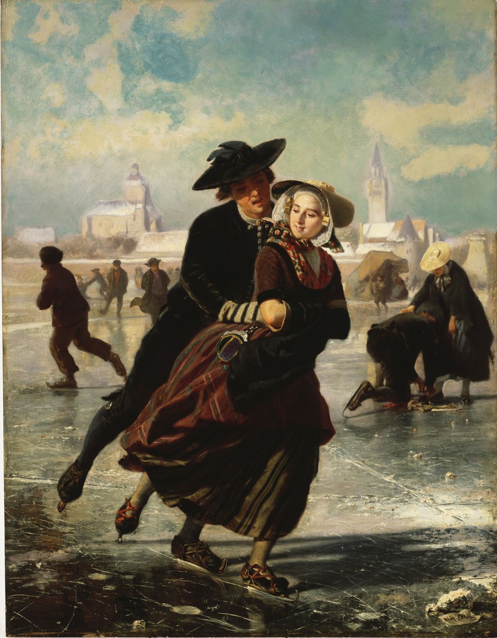 Korcsolyázás szerelmesei alkotó: Adolf Alexander Dillens