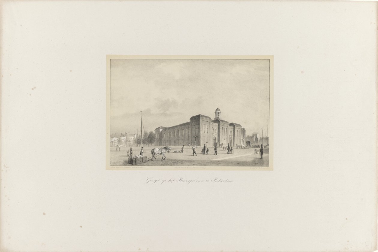 Kilátás a Beursgebouw-ra Rotterdamban, 1854 Kilátás a rotterdami Beursgebouw-ra (cím a tárgyon) A Toonkunst Népszerűsítő Társaság, annak Zenei Fesztiválja és Rotterdam városa. az 1854-es év emléke (a sorozat címe a tárgyon) alkotó: Adolf Carel Nunnink