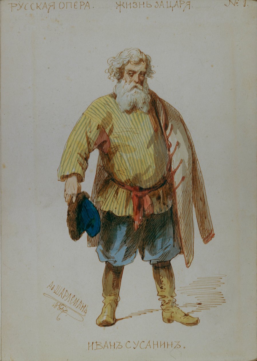 Jelmezterv M. Glinka Egy élet a cárnak című operájához, 1887 alkotó: Adolf Charlemagne