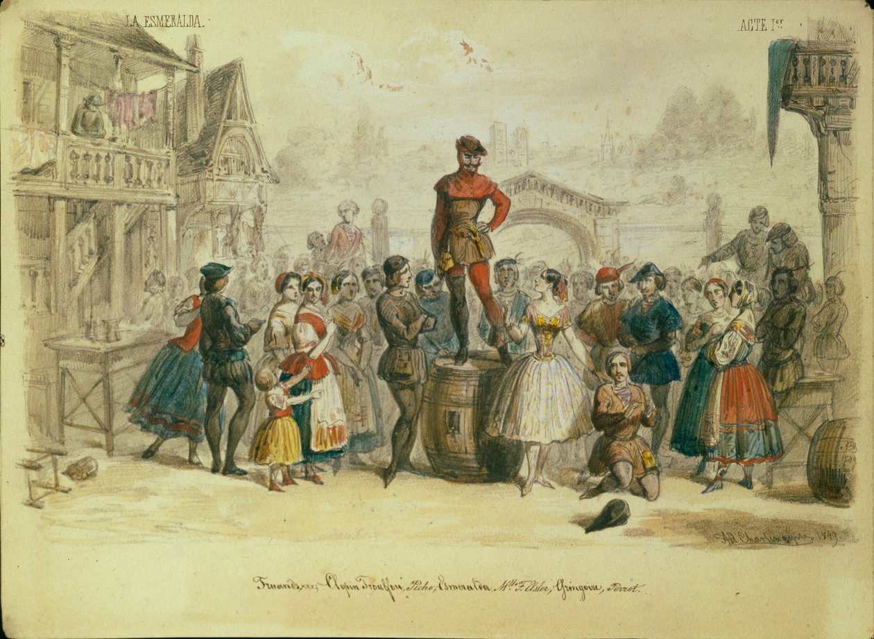 Színpadterv C. Pugni La Esmeralda című balettjéhez, 1849 alkotó: Adolf Charlemagne