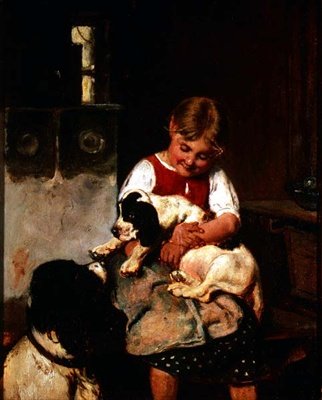 Fiatal lány kiskutya alkotó: Adolf Eberle