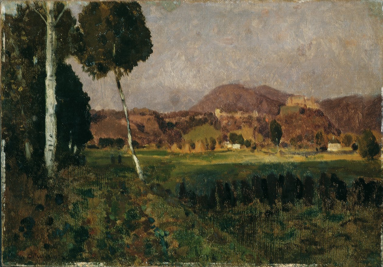 Hohensalzburg vára Gaisberggel alkotó: Adolf Gustav Ditscheiner