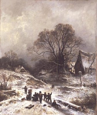 Gyerekek játszanak a hóban alkotó: Adolf Heinrich Lier