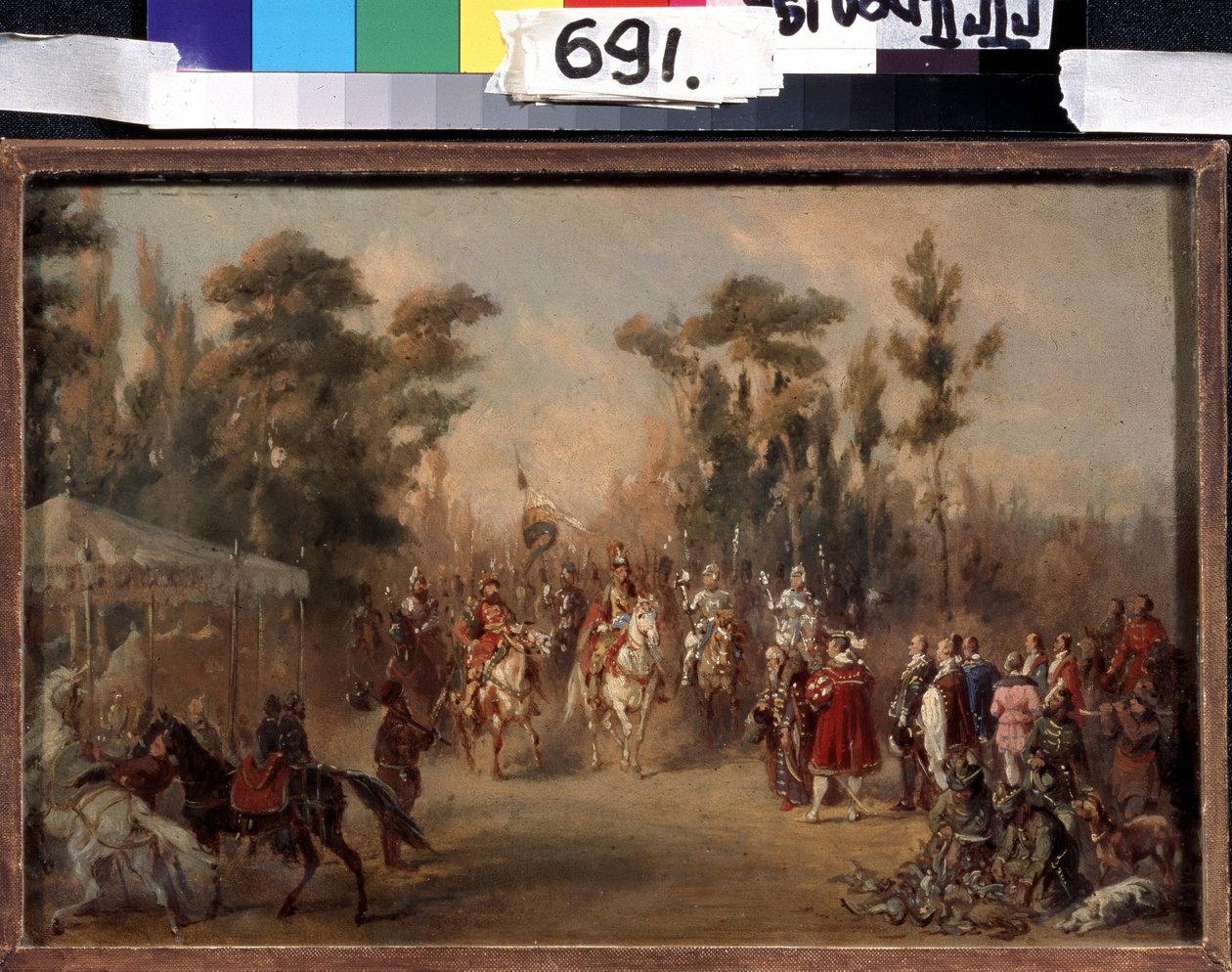 A cári vadászat a XVI. Adolf Károly (1826-1901) munkája. Olaj, karton alkotó: Adolf Jossifowitsch Charlemagne
