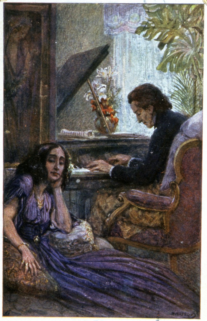 Chopin zeneszerző és George Sand regényíró alkotó: Adolf Karpellus