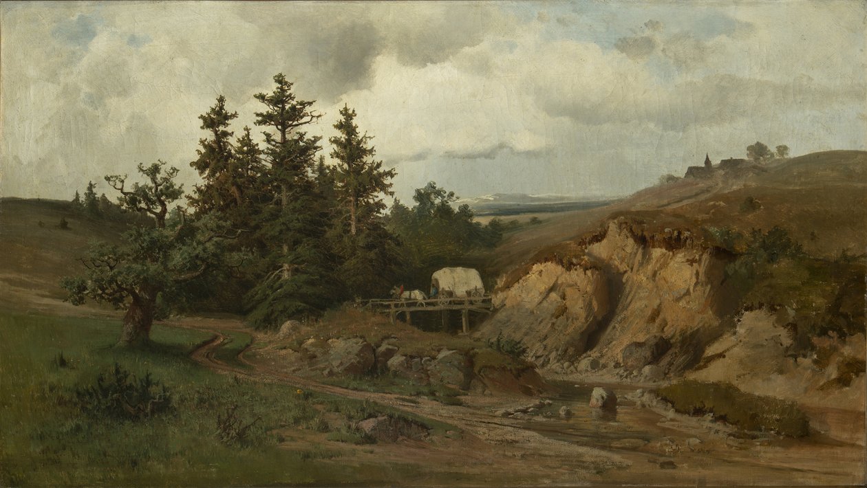 Táj fahíddal - Táj fahíddal - Adolf Kosarek (1830-1859). olajfestmény alkotó: Adolf Kosárek