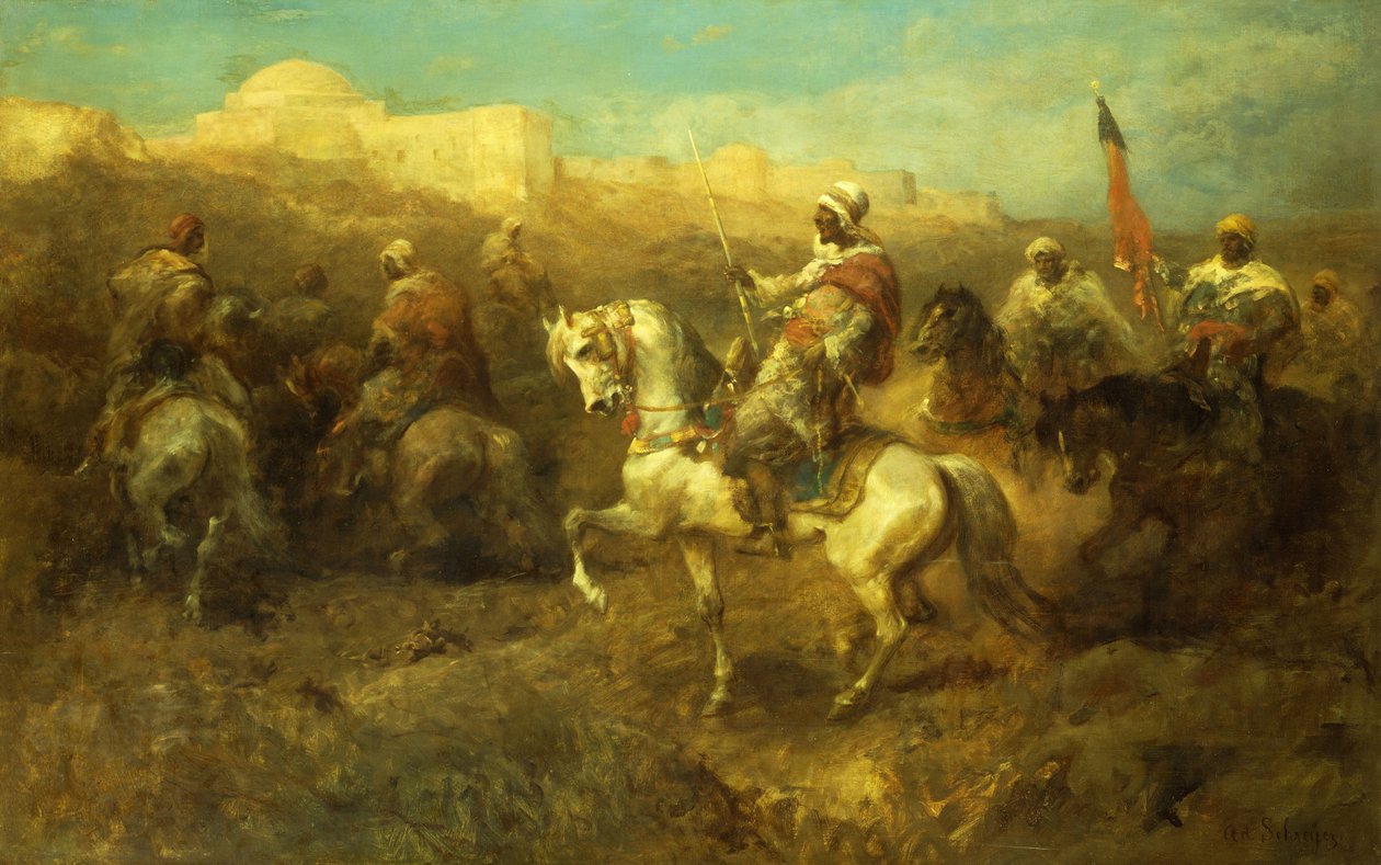 Arab lovasok márciusban, alkotó: Adolf Schreyer