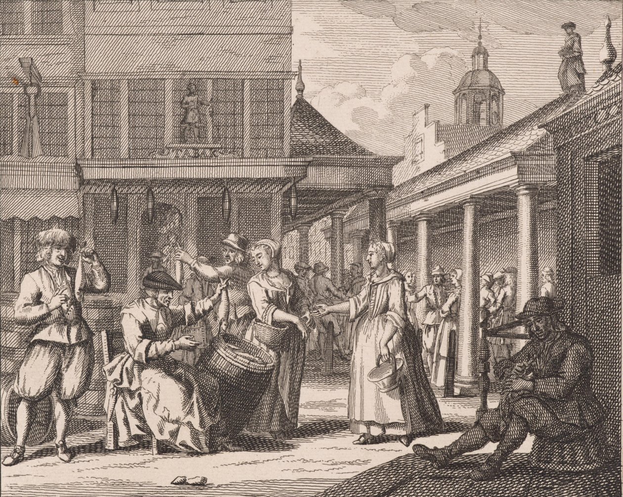 „A hering házalása és árusítása” (14. szám a heringhalászatról szóló sorozatból) alkotó: Adolf van der Laan