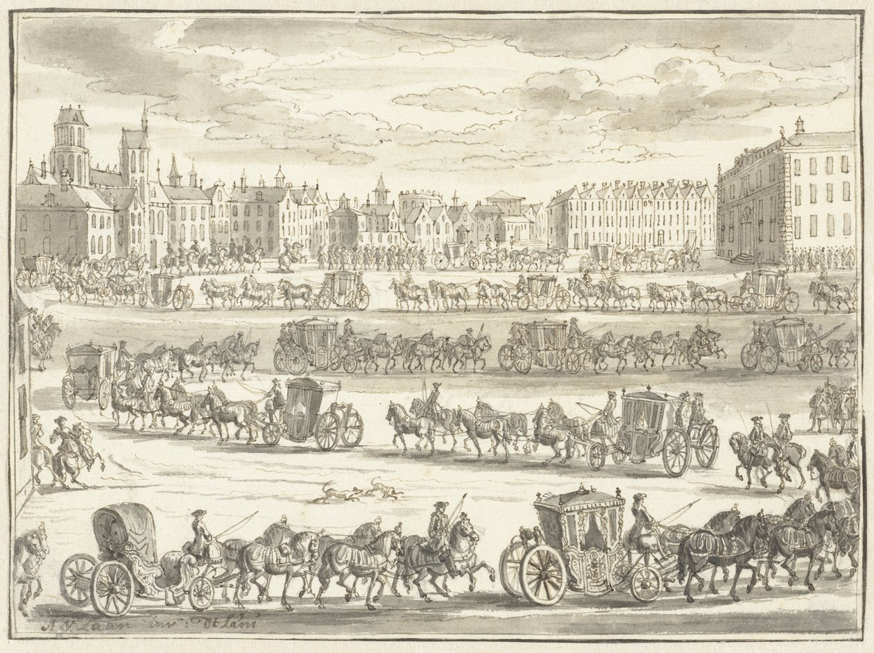 Cornelis Hop belépése nagykövetként Párizsba, 1719. június 23-án alkotó: Adolf van der Laan