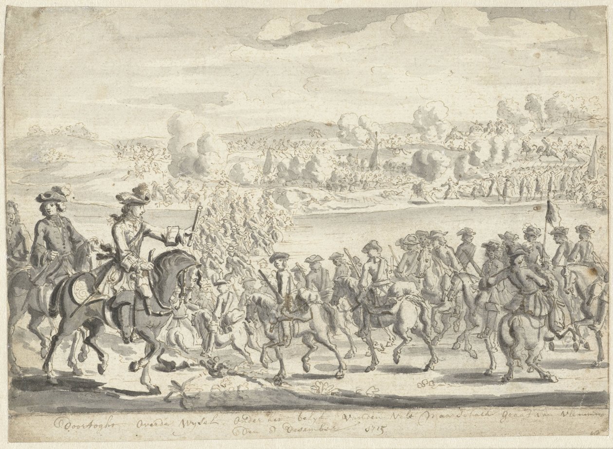 A szász sereg átvonulása a Visztulán 1715. december 8-án alkotó: Adolf van der Laan