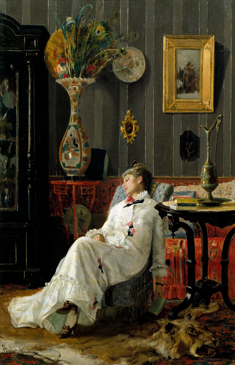 Az alvás. Adolfo Belimbau (1845-1938) festménye alkotó: Adolfo Belimbau