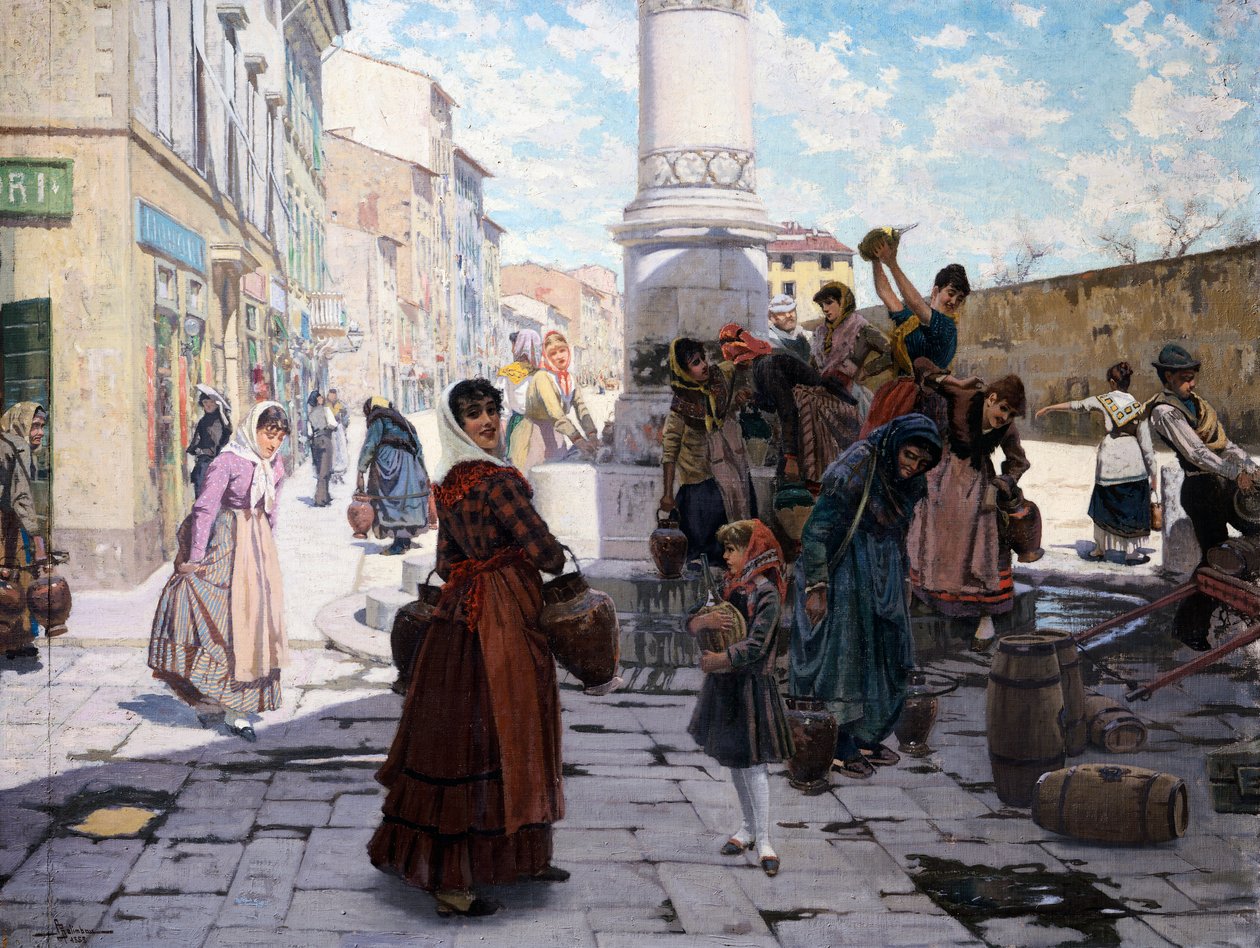 Nők a szökőkútnál, Adolfo Belimbau (1845-1935) alkotó: Adolfo Belimbau