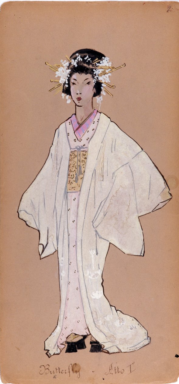 Cii cio san karakterének jelmeze Giacomo Puccini „Madame Butterfly” című operájához alkotó: Adolfo Hohenstein