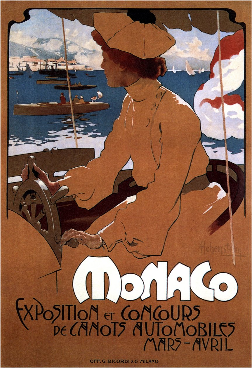 Monaco: Motorcsónak-kiállítás, 1900 alkotó: Adolfo Hohenstein
