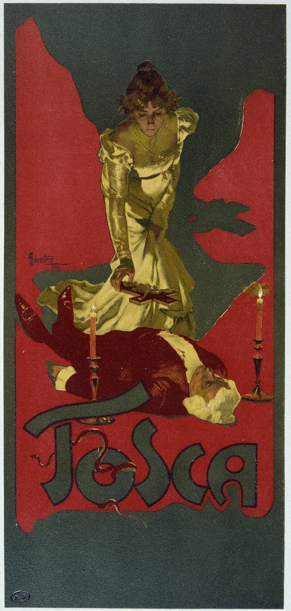 Poszter Hohenstein. Giacomo Puccini „La Tosca”, V. Sardou drámája alapján. alkotó: Adolfo Hohenstein