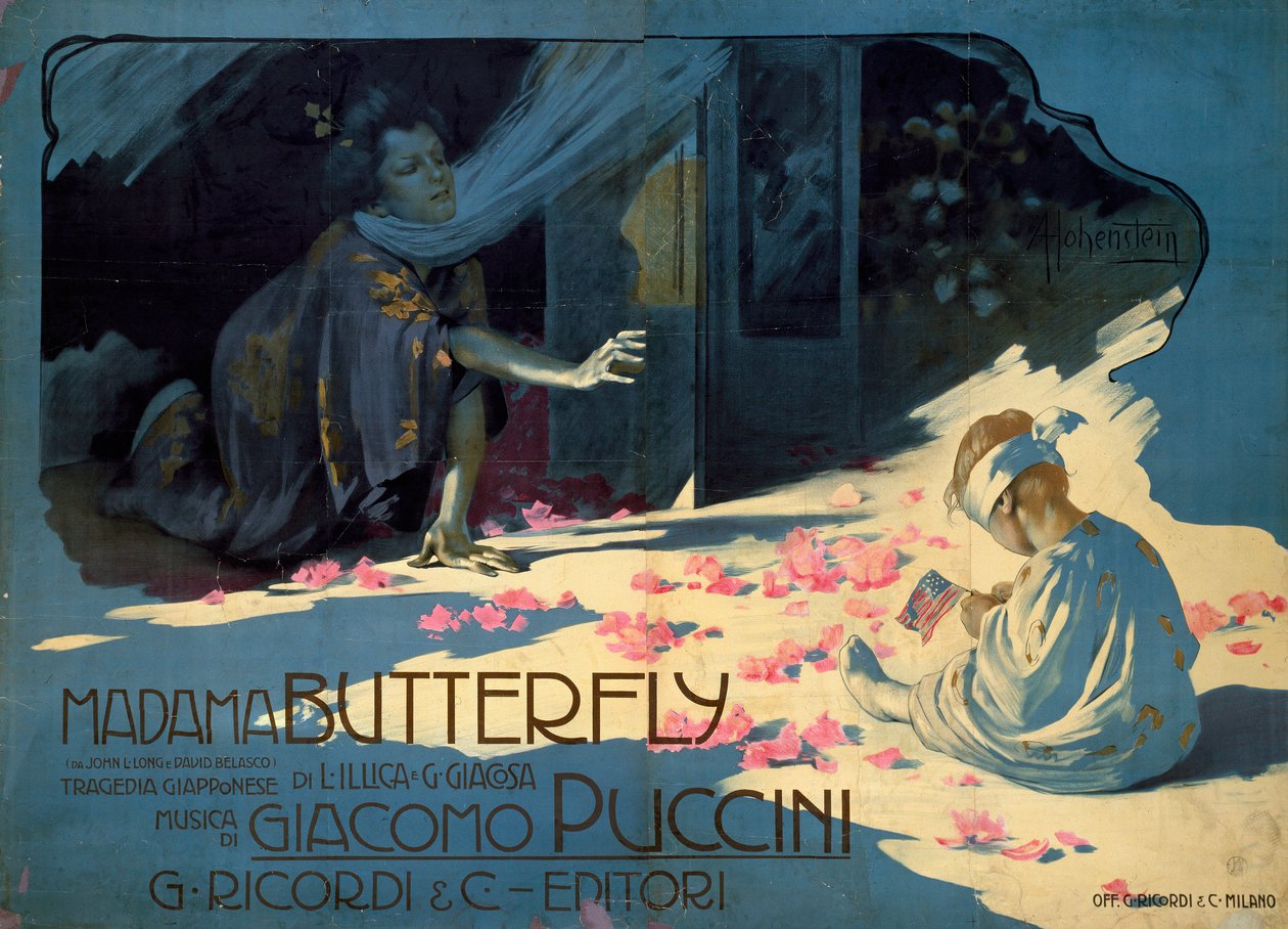 Giacomo Puccini „Madame Butterfly” című operájának plakátja alkotó: Adolfo Hohenstein