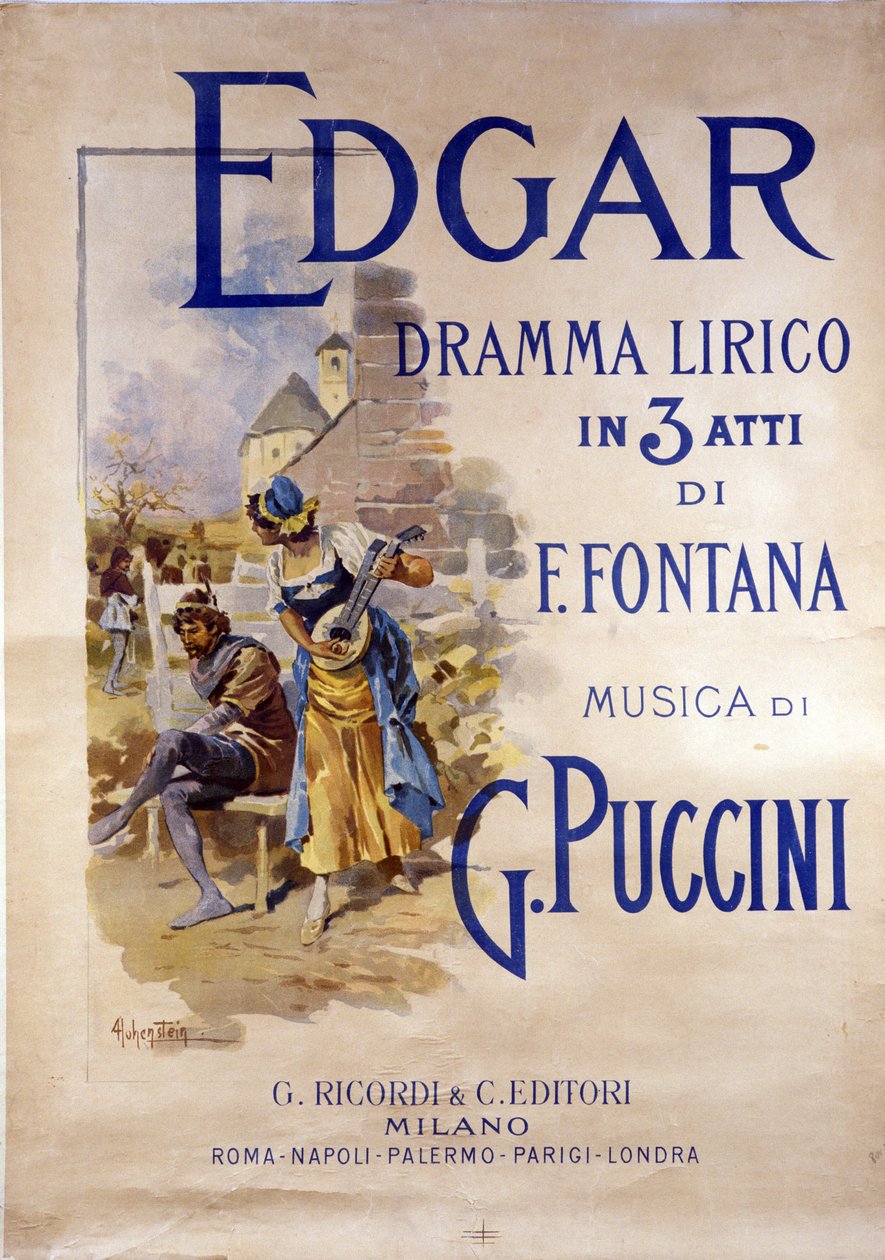 Poszter Giacomo Puccini (1858-1924) zeneszerző „Edgar” című operájához, Adolfo Hohensteintől alkotó: Adolfo Hohenstein