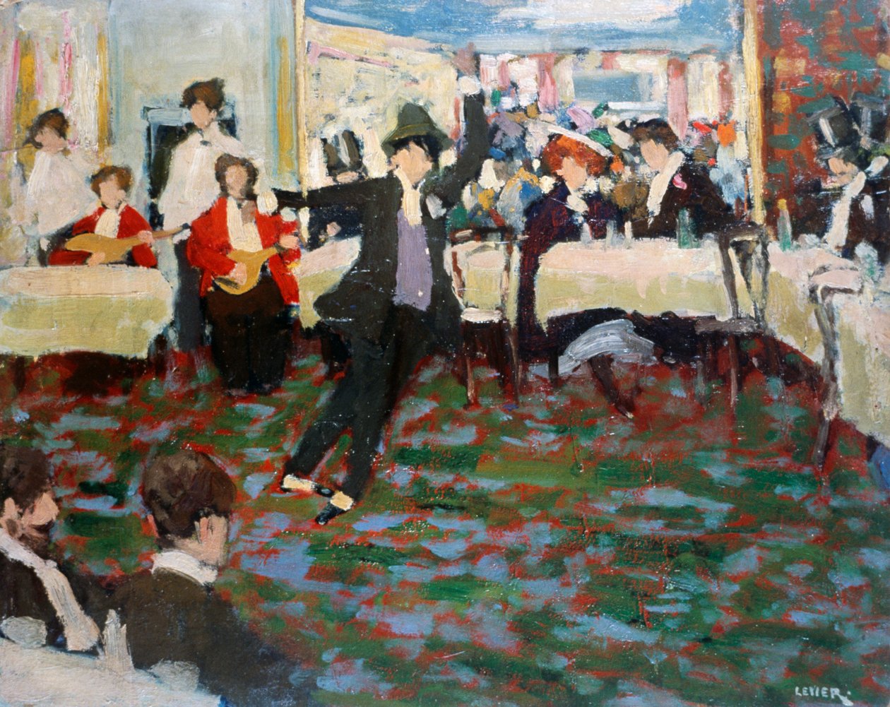 Maurice Chevalier, Adolfo Levier (1873-1953), olaj, karton, 49x60 cm. Olaszország, 20. század. alkotó: Adolfo Levier
