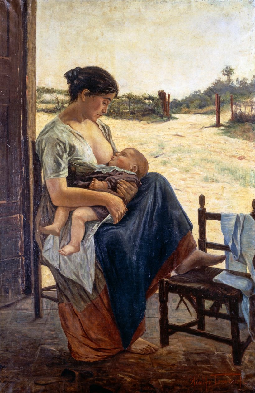 Kismama, Adolfo Tommasi (1851-1933), olaj, vászon alkotó: Adolfo Tommasi