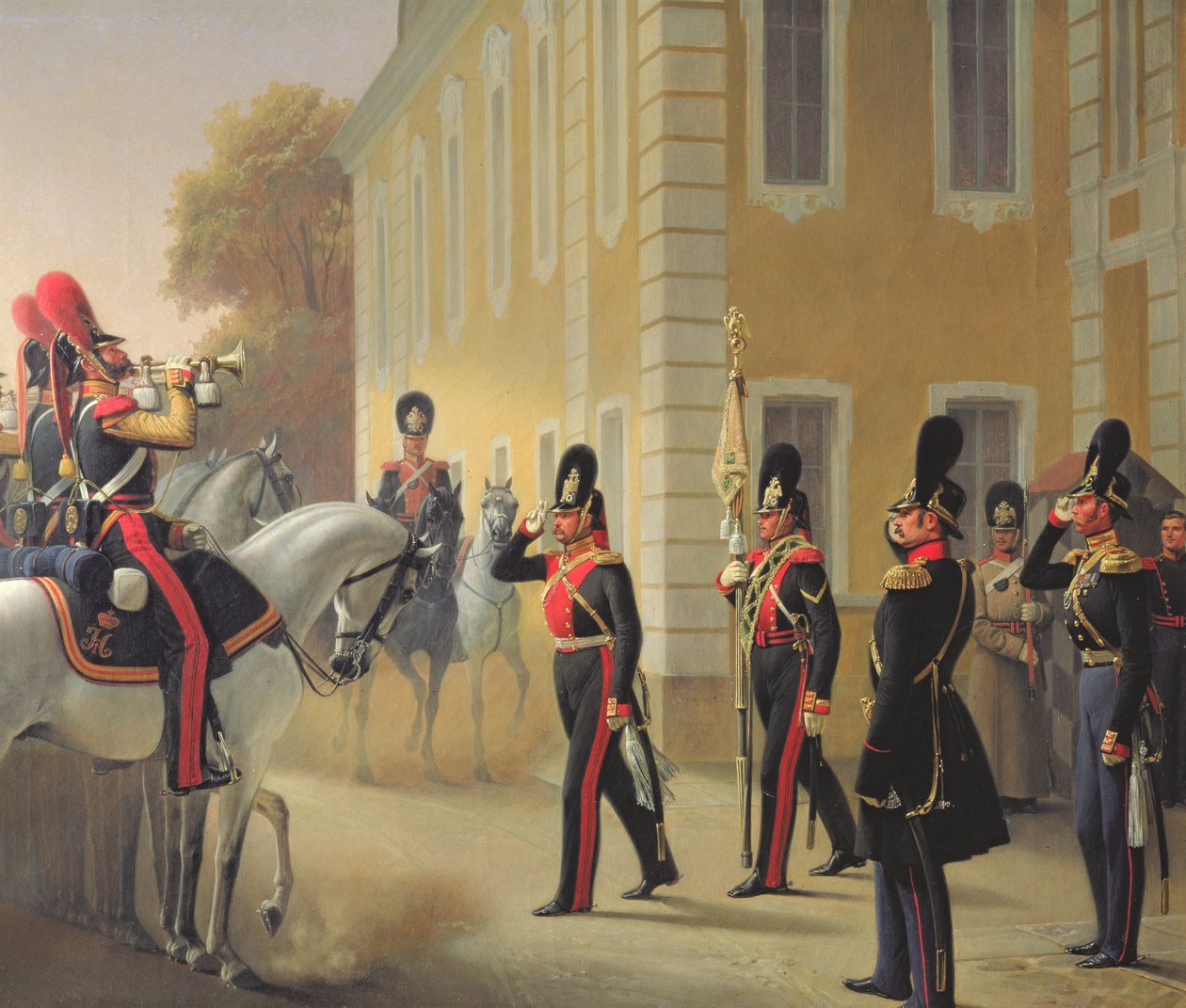 A Nagy Palotaőrök Standardjának felvonulása, 1853 alkotó: Adolph Gebens