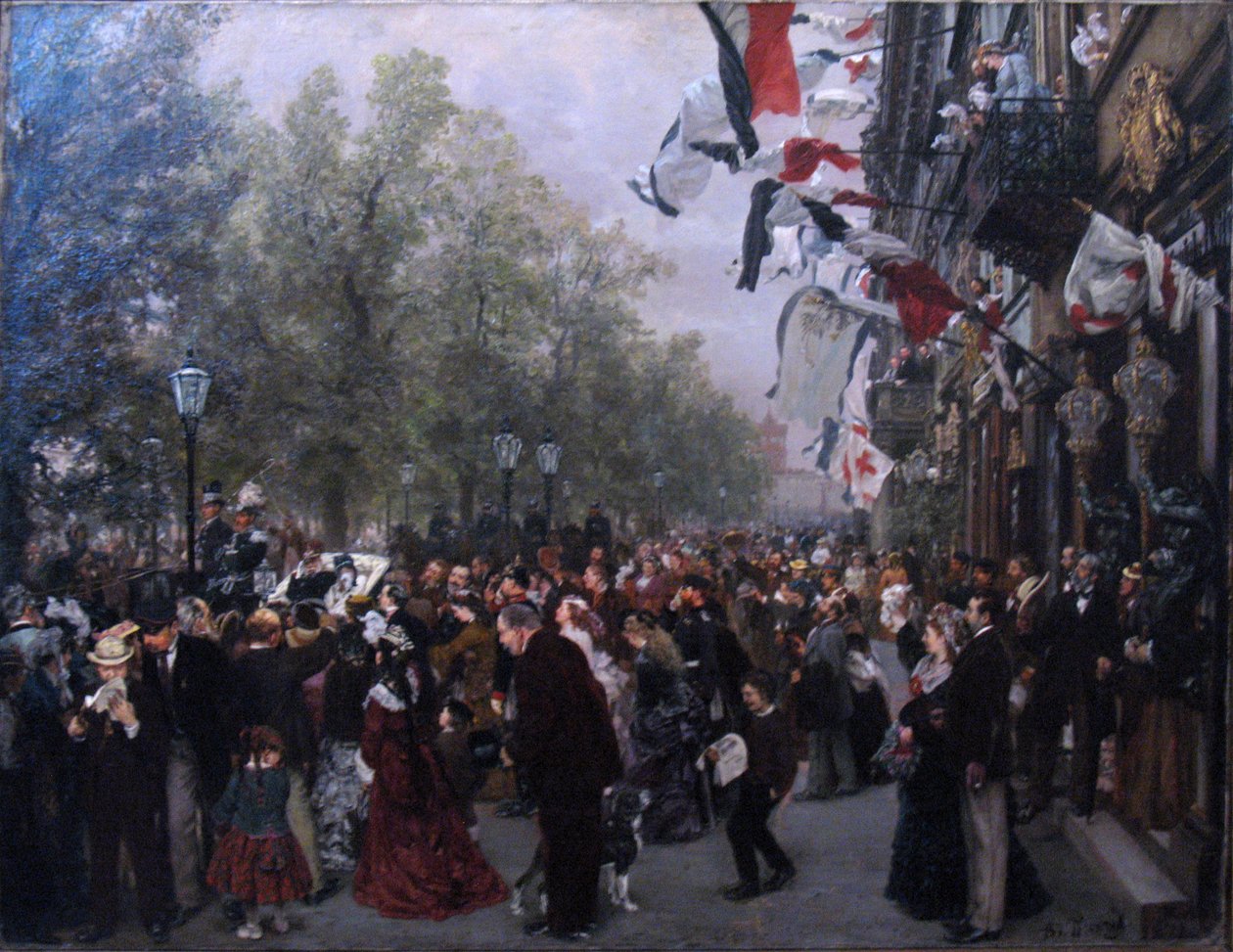I. Vilhelm király távozása a hadseregbe alkotó: Adolph Menzel