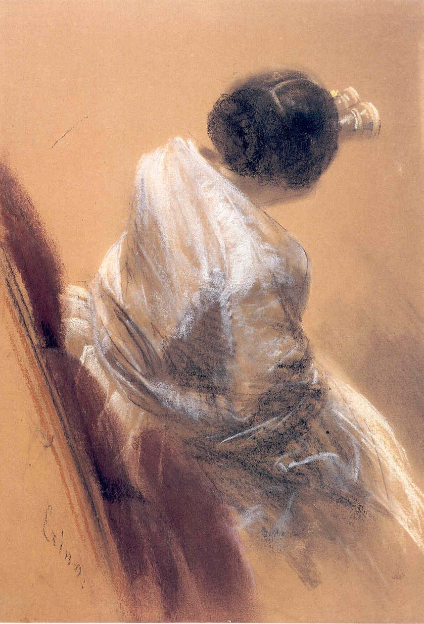 Hölgy operaszemüveggel alkotó: Adolph Menzel