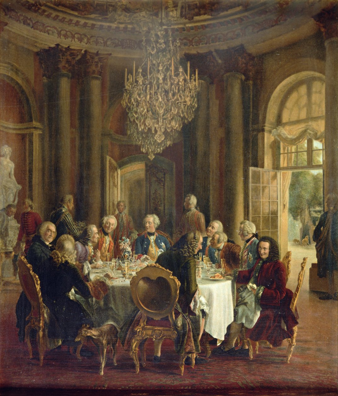 Vacsoraasztal Sanssouciban, 1850 alkotó: Adolph Menzel