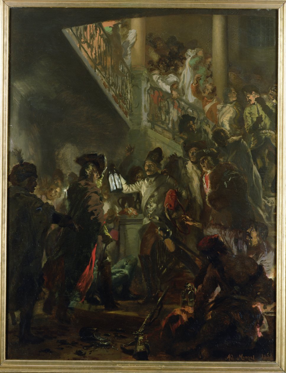 II. Nagy Frigyes (1712-86) Lissában, Bonsoir, Messieurs! 1858 alkotó: Adolph Menzel