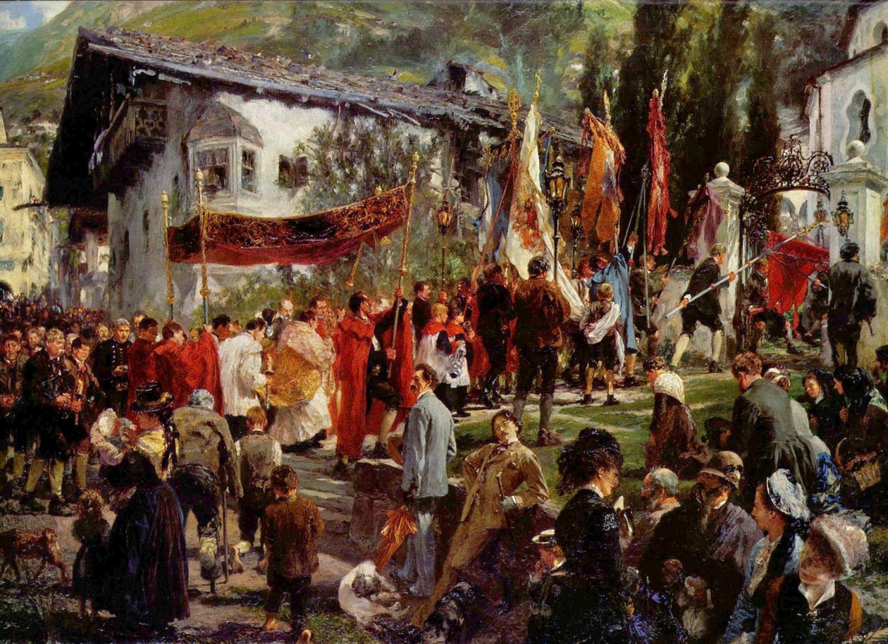Corpus Christi felvonulás Hofgasteinben alkotó: Adolph Menzel