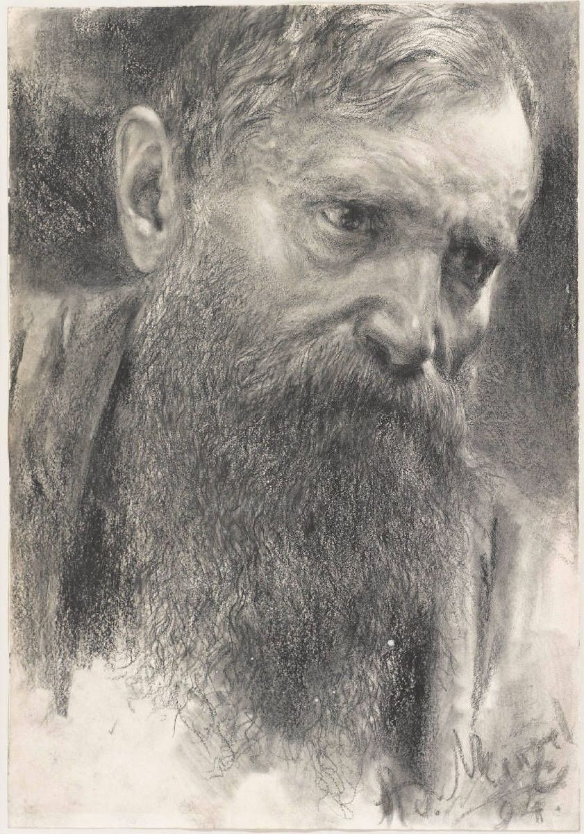 Teljes szakállú férfi feje alkotó: Adolph Menzel