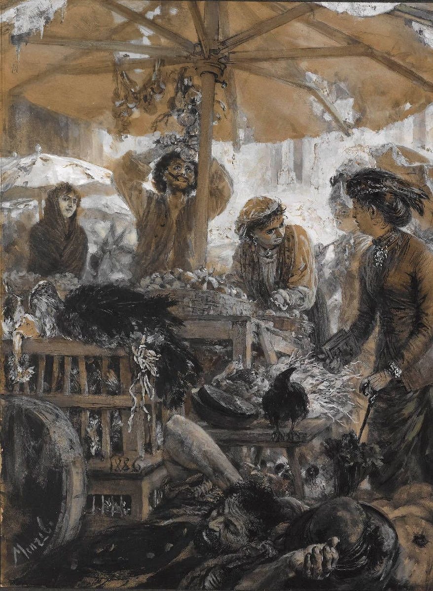 Marktszene Veronában. alkotó: Adolph Menzel