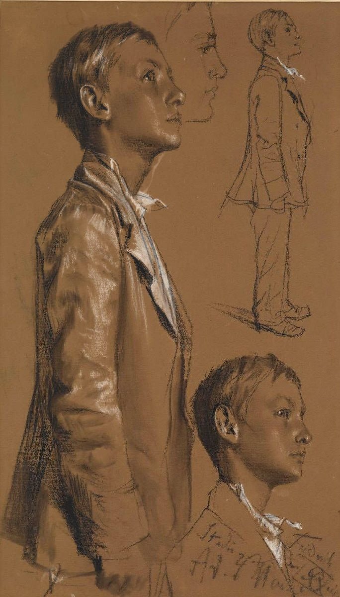 Modell vizsgálat egy álló fiatalember alapján alkotó: Adolph Menzel