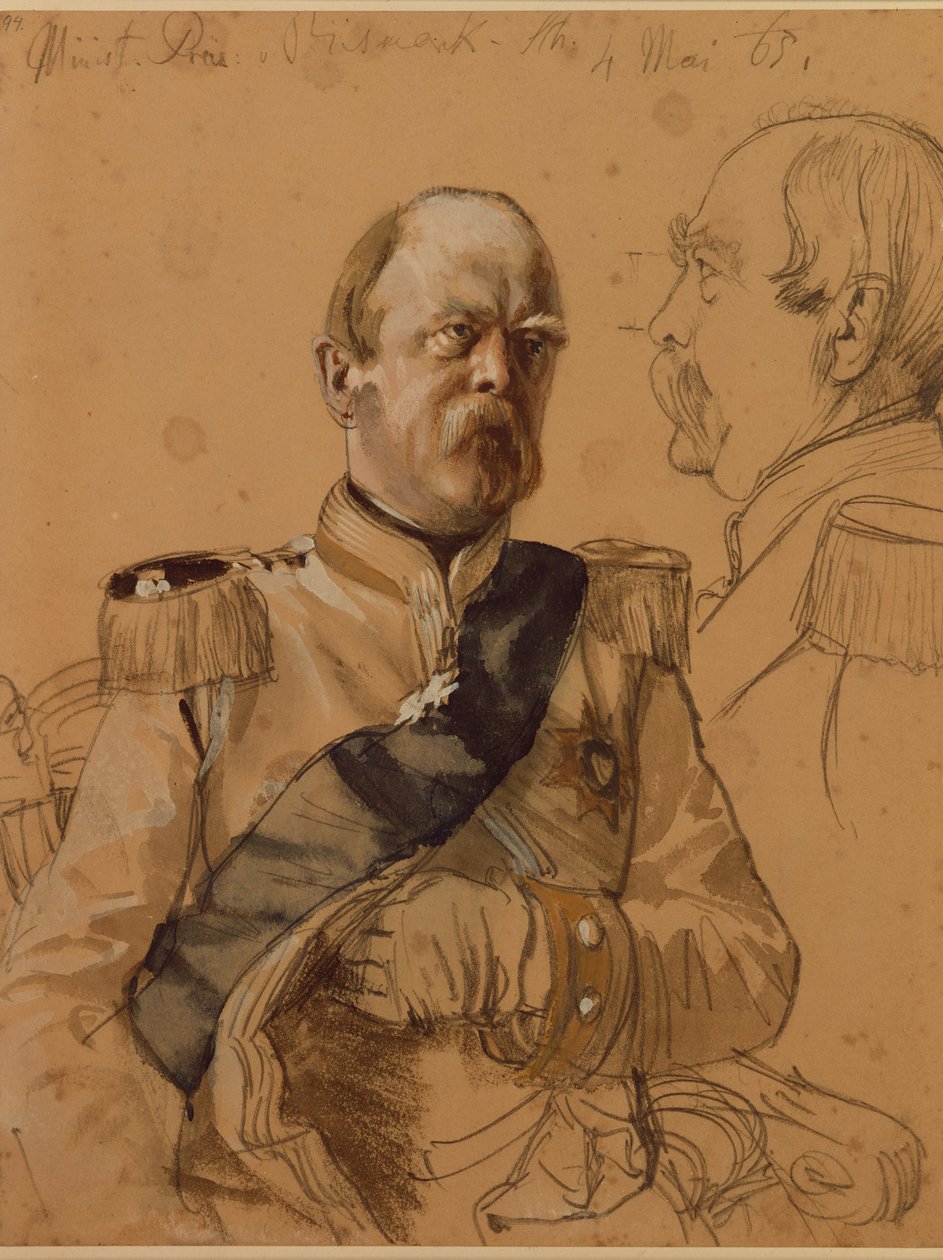Otto von Bismarck herceg, 1865 (ceruza és mosás papíron) alkotó: Adolph Menzel