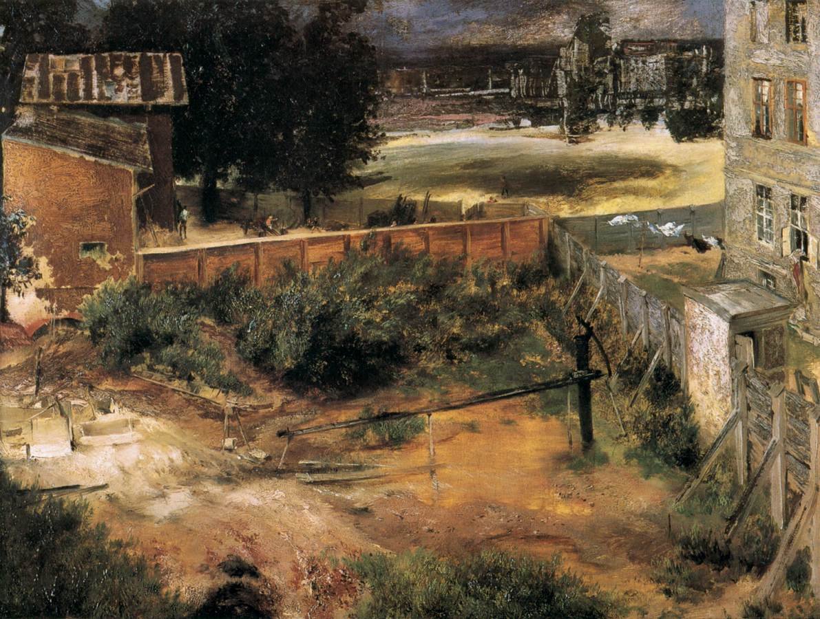 Ház hátsó és hátsó udvara alkotó: Adolph Menzel