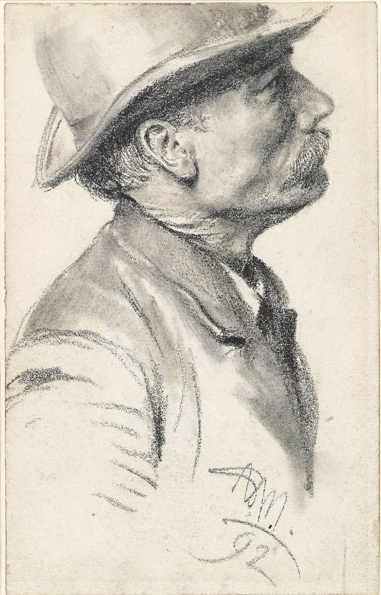 Bajuszos férfi kalapban alkotó: Adolph Menzel