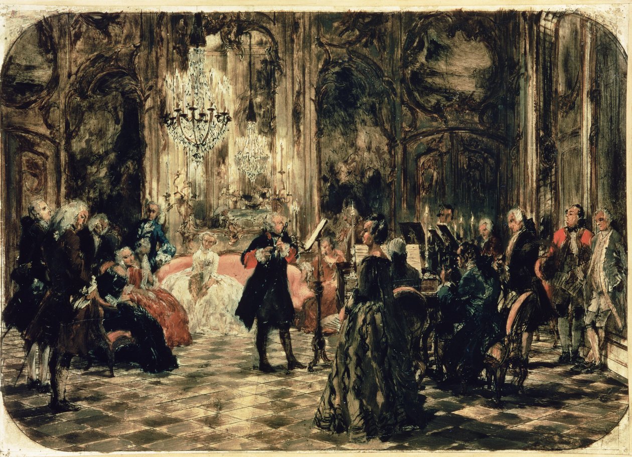 Vázlat a Fuvolakoncerthez, 1852 (toll és tinta, wc, papír) alkotó: Adolph Menzel