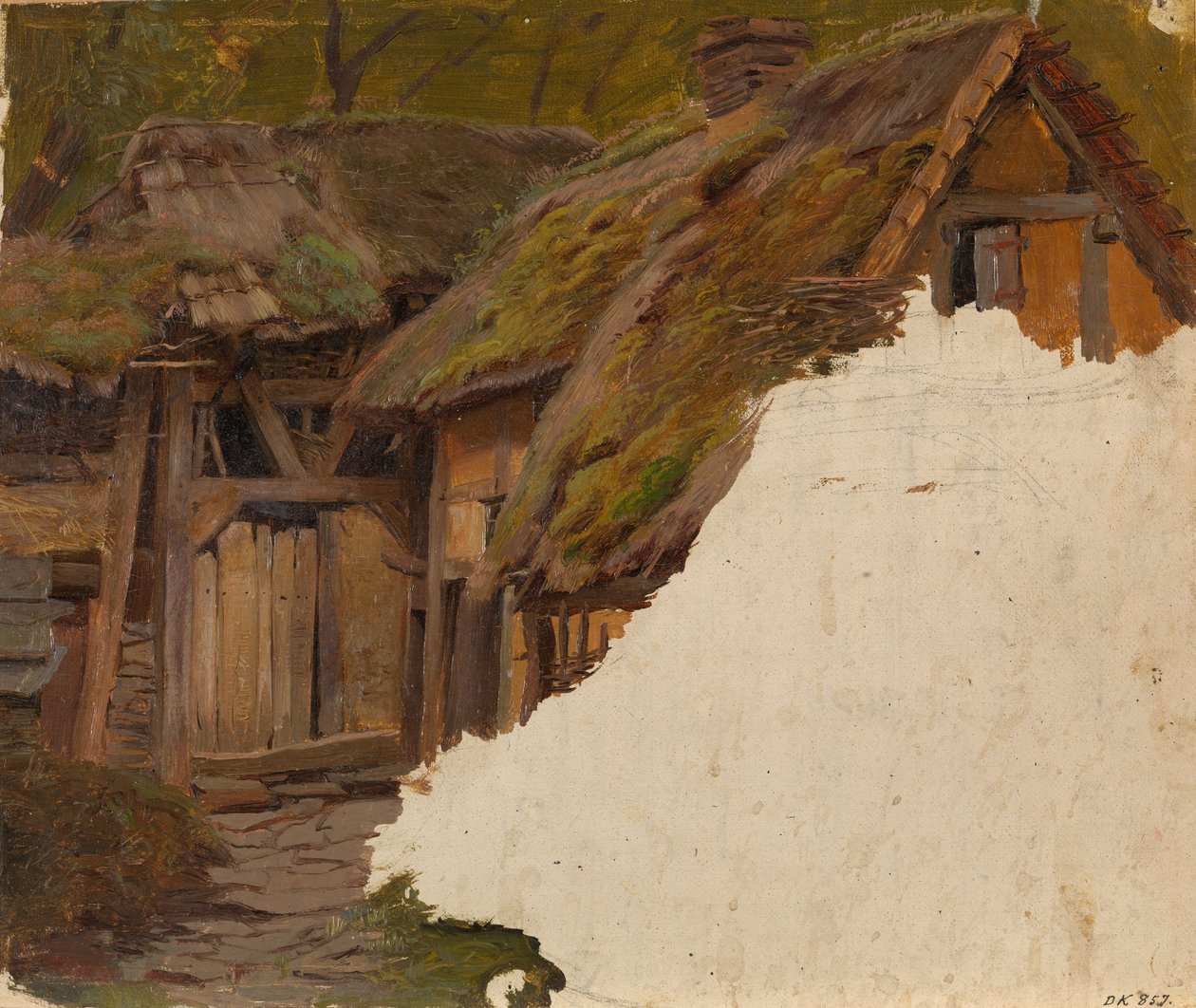 Tanulmány egy régi farmról alkotó: Adolph Tidemand