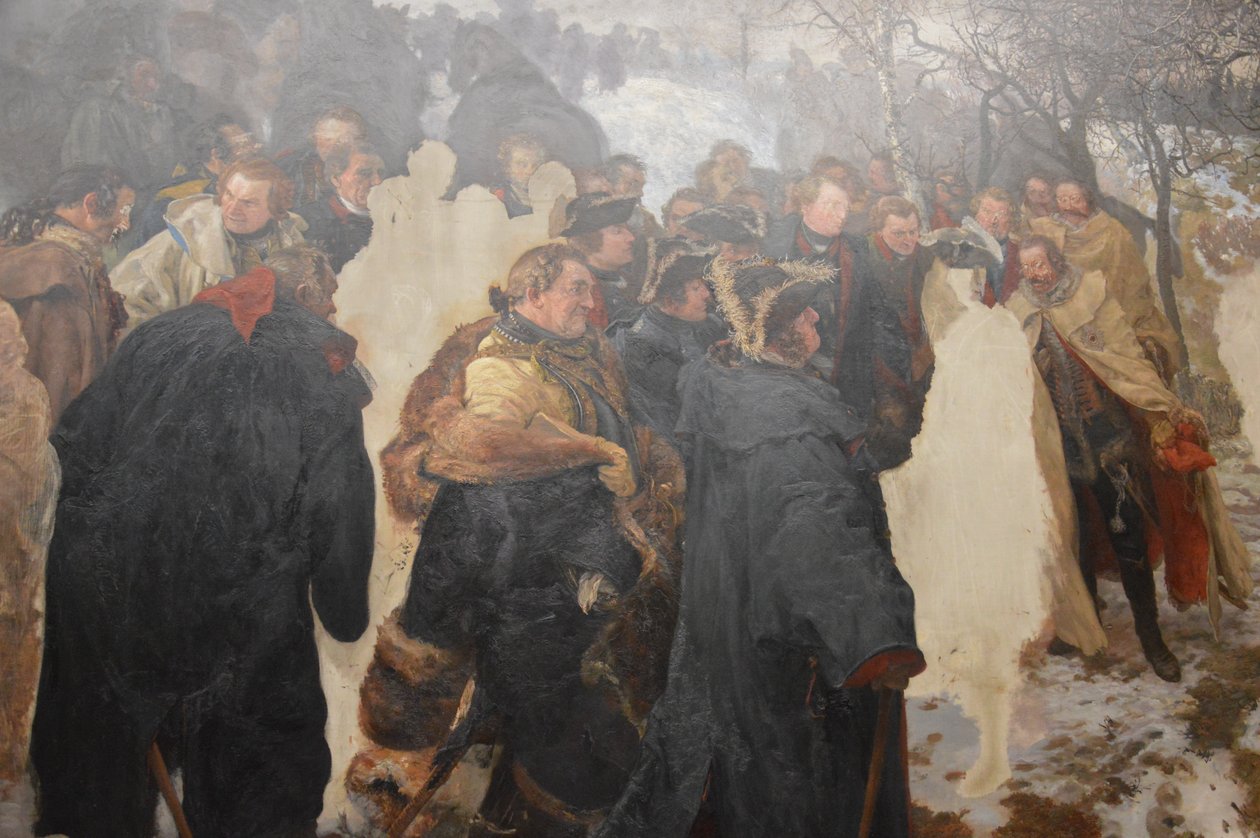 Nagy Frigyes megszólította tábornokait az 1757 -es leutheni csata előtt alkotó: Adolph Menzel